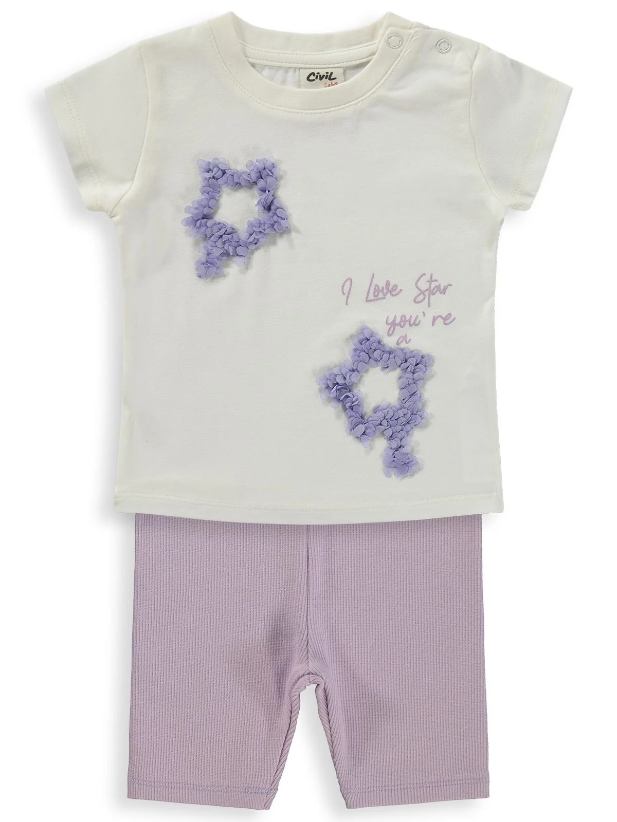 Civil Baby Yıldız Baskılı 6-18 Ay Takım - Lila