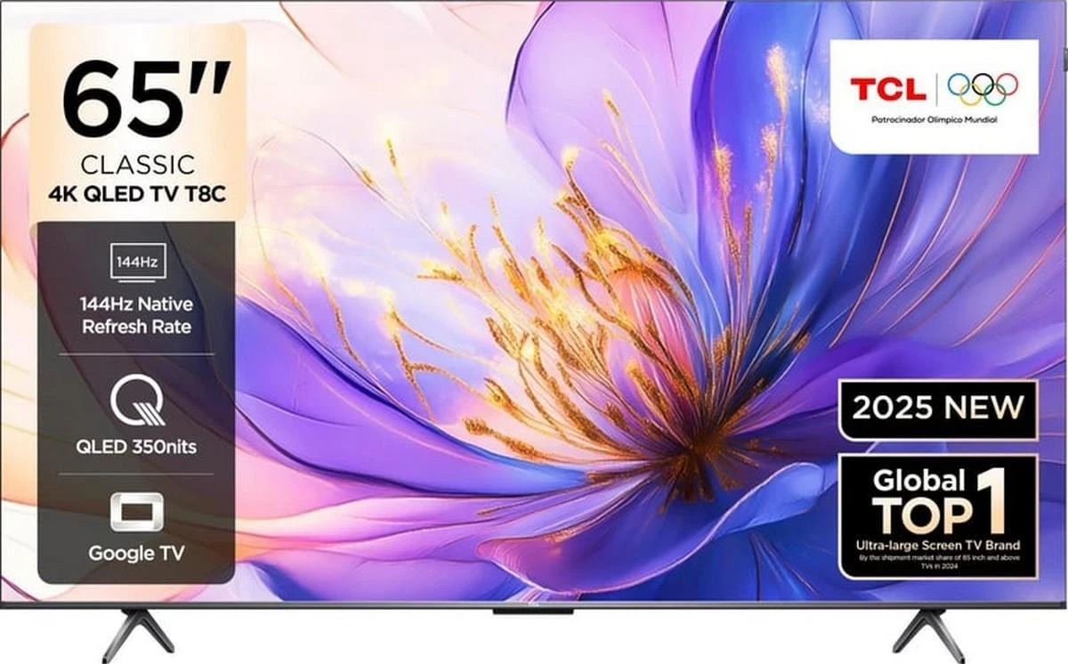 TCL 65T8C 65 İnç QLED 4K Google TV (144Hz, HDR10+, Dolby Vision IQ)