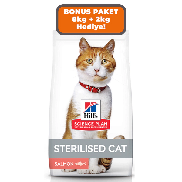 Hill's SCIENCE PLAN Somonlu Kısırlaştırılmış Yetişkin Kedi Maması 8 kg + 2 kg Hediye