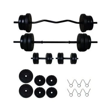 Dambıl 20 kg Z Bar Halter Seti ve Dambıl Seti (Siyah)
