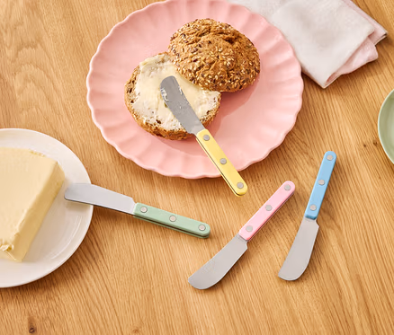 Tchibo 4 Adet Paslanmaz Çelik Tereyağı Bıçağı 14 cm Renkli Saplı