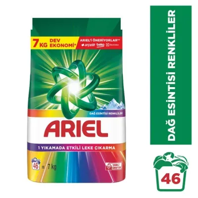 Ariel Dağ Esintisi Renklilere Özel Toz Çamaşır Deterjanı 7 Kg 46 Yıkama