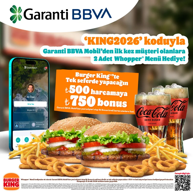 Burger King Garanti ile 2 Whopper Menü Hediye (KING2026)