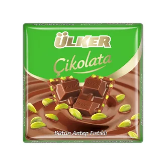 Ülker Bütün Antep Fıstıklı Sütlü Kare Çikolata 65 G (Sepette indirim)