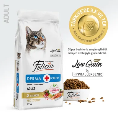 Felicia Hipoalerjenik Somonlu Düşük Tahıllı Yetişkin Kedi Maması 12kg