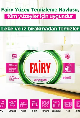 Fairy Mop Uyumlu Yer Temizlik Havlusu 50'li Lilyum Çiçeği