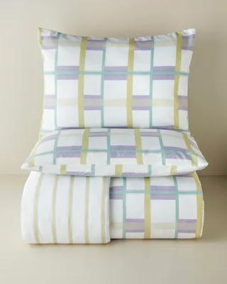 English Home Pop Grid Kolay Ütülenir Çift Kişilik Nevresim Seti 200x220 cm Lila-Yeşil