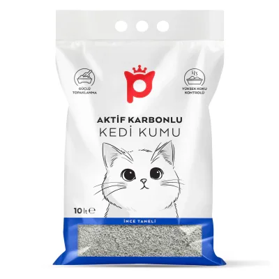Petlebi Aktif Karbonlu Parfümsüz Topaklanan Bentonit Kedi Kumu 10lt