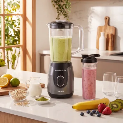 Karaca Blendfit Go Smoothie Blender Seti 1000 ml + 600 ml Antrasit 550W
