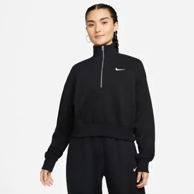 Nike Sportswear Phoenix Fleece Qz Crop Kadın Siyah Sweatshirt