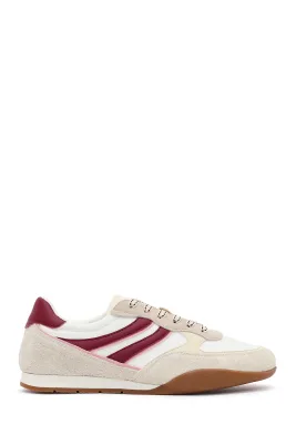 Derimod Kadın Bej Bağcıklı Deri Sneaker