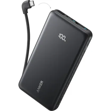 Anker Zolo 10.000MAH Powerbank, 22,5W Hızlı Şarjlı Taşınabilir Şarj Cihazı, Dahili Usb-C Kablolu, Siyah – A110D