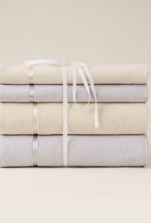 Evidea Soft Nova Hamam Seti 4 Parça 380 GSM Krem/Gri